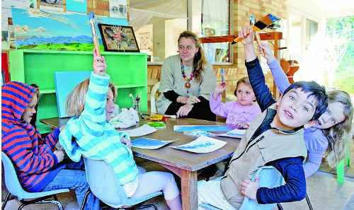 Mandy Reichelt-Brushett with students from Clunes Community Preschool. Mandy Reichelt-Brushett with students from Clunes Community Preschool.